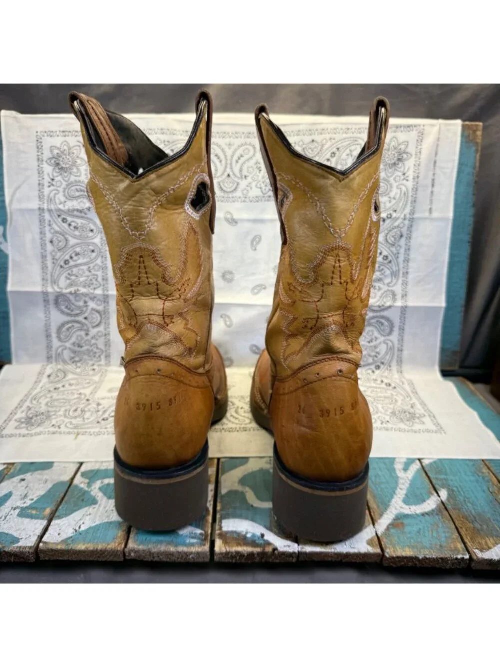 VTG Arco Humming Square Toe Work/Farm/Industrial Boots Sz 26 US 8 Leather Brown